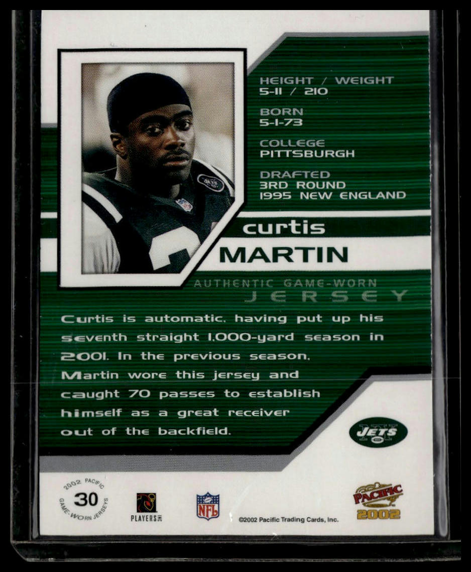 2002 Pacific #30 Curtis Martin Game Worn Jerseys