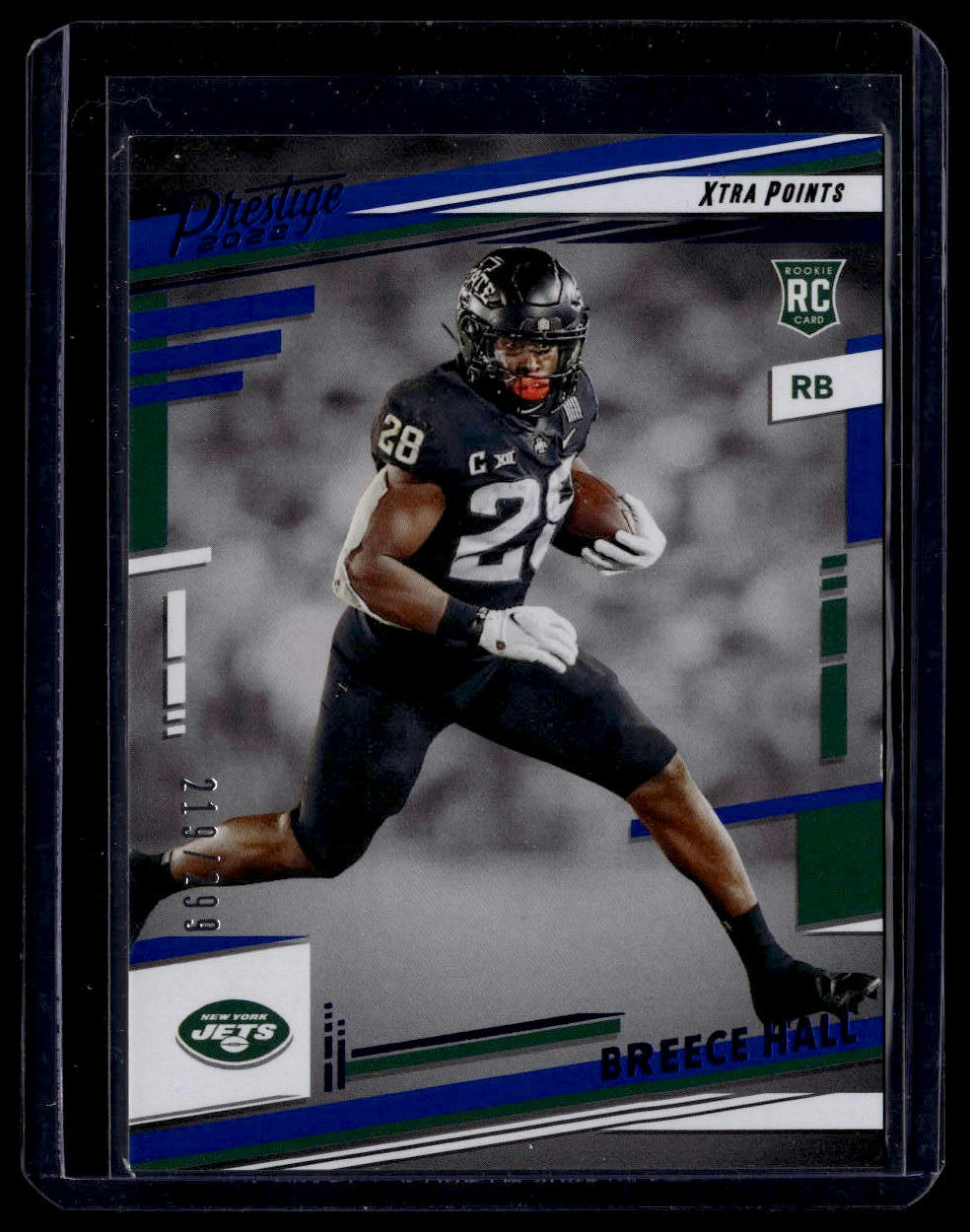 2022 Panini Prestige #313 Breece Hall Xtra Points Premium Blue #/299