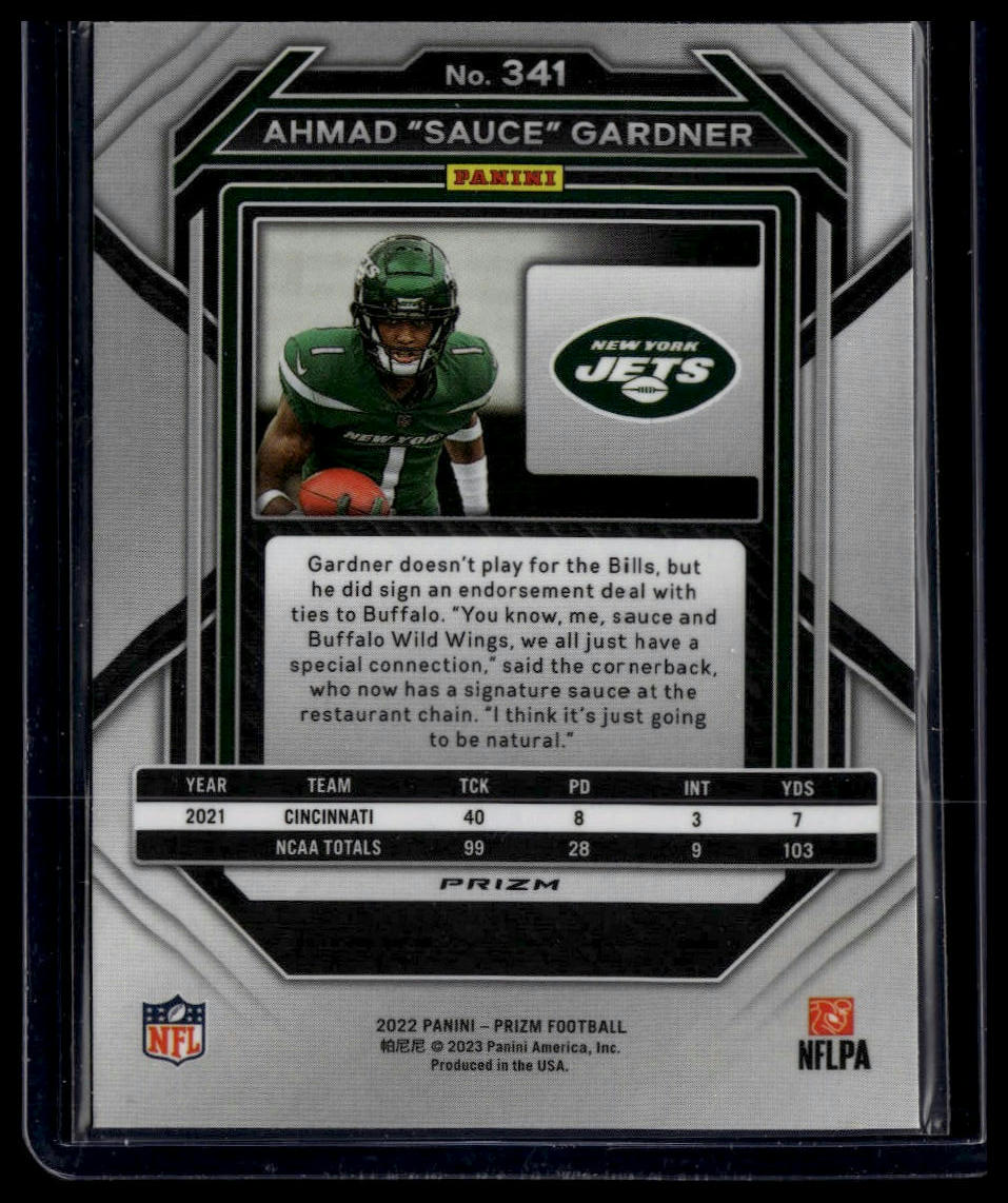 2022 Panini Prizm #341 Ahmad "Sauce" Gardner Red White and Blue