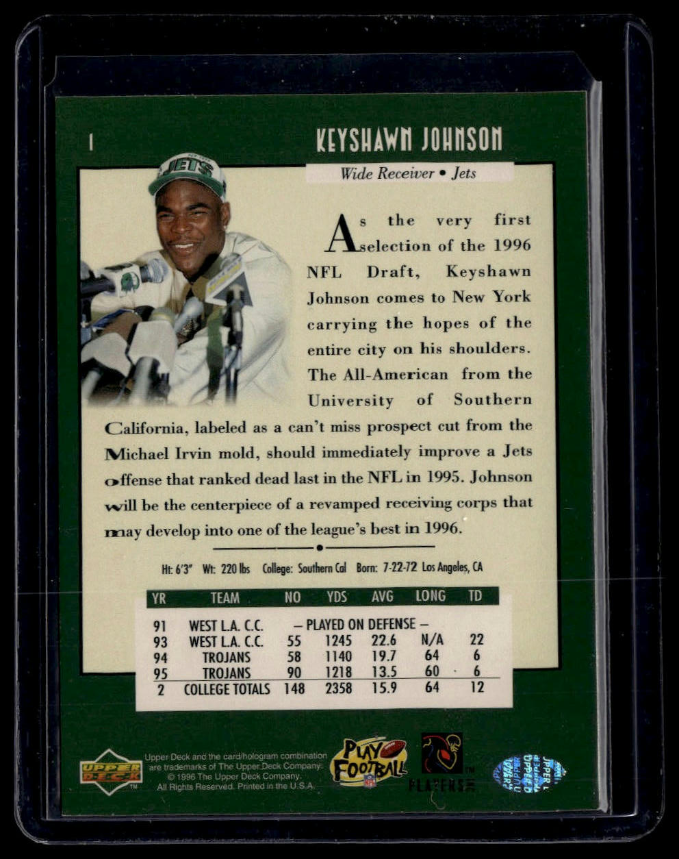 1996 Upper Deck #1 Keyshawn Johnson