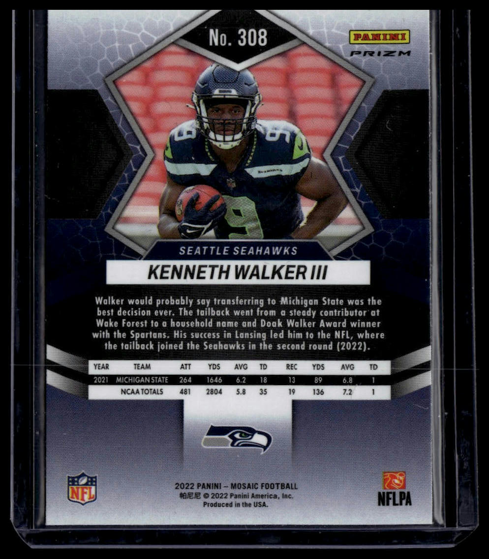 2022 Panini Mosaic #308 Kenneth Walker III Mosaic Camo Pink