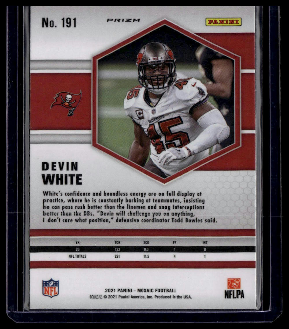 2021 Panini Mosaic #191 Devin White Prizm Camo Pink