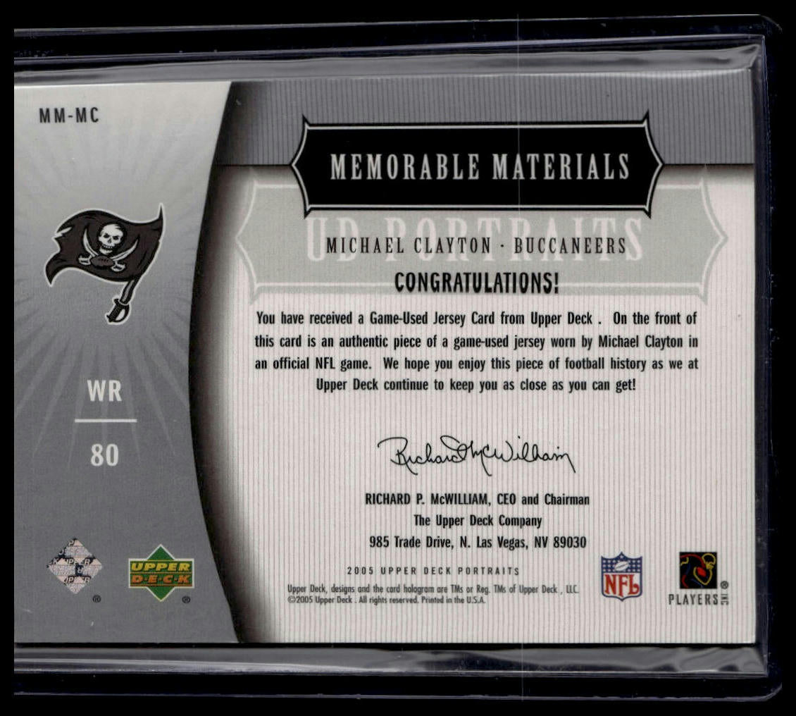 2005 Upper Deck Portraits #MM-MC Michael Clayton Memorable Materials