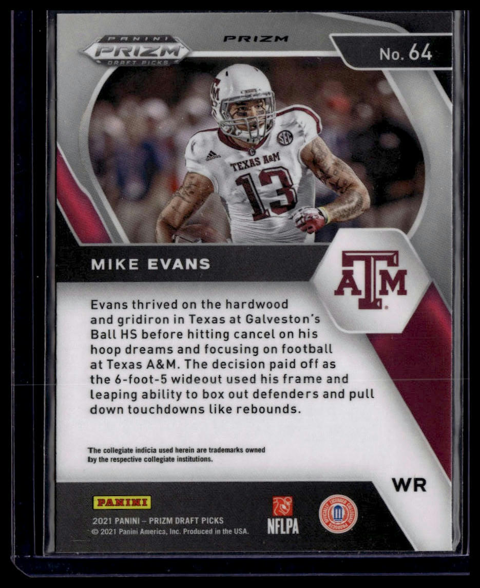 2021 Panini Prizm Draft Picks Collegiate #64 Mike Evans Red White and Blue