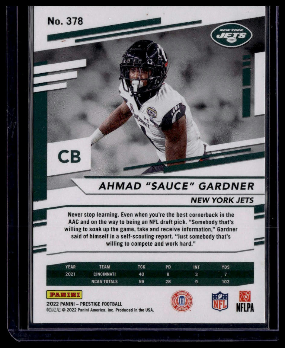 2022 Panini Prestige #378 Ahmad "Sauce" Gardner Xtra Points Astral
