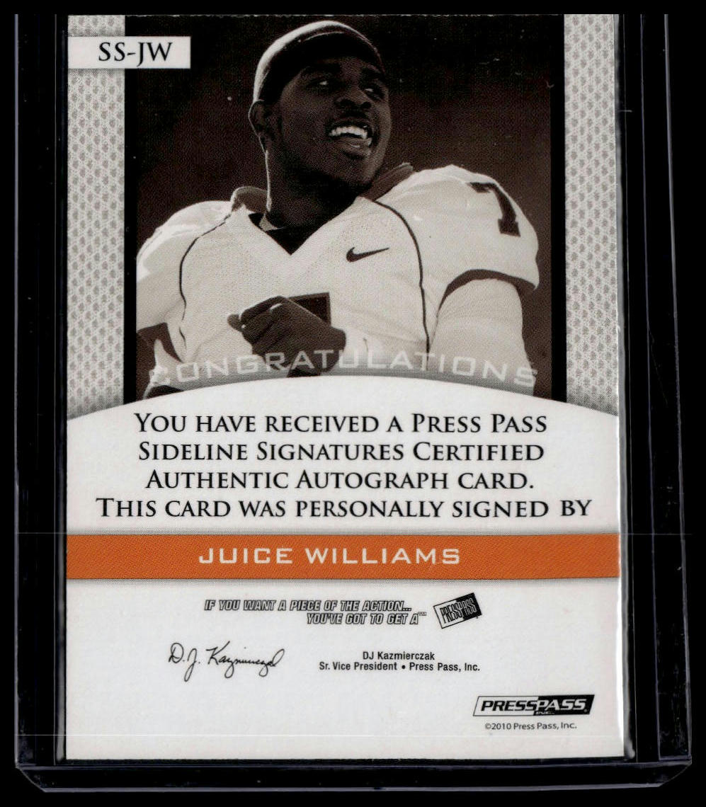 2010 Press Pass PE #SS-JW3 Juice Williams Sideline Signatures Gold