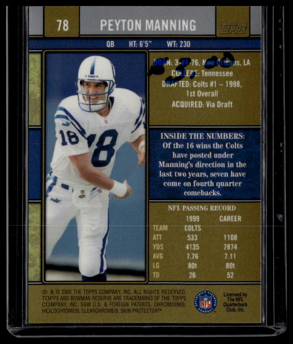 2000 Bowman Reserve #78 Peyton Manning