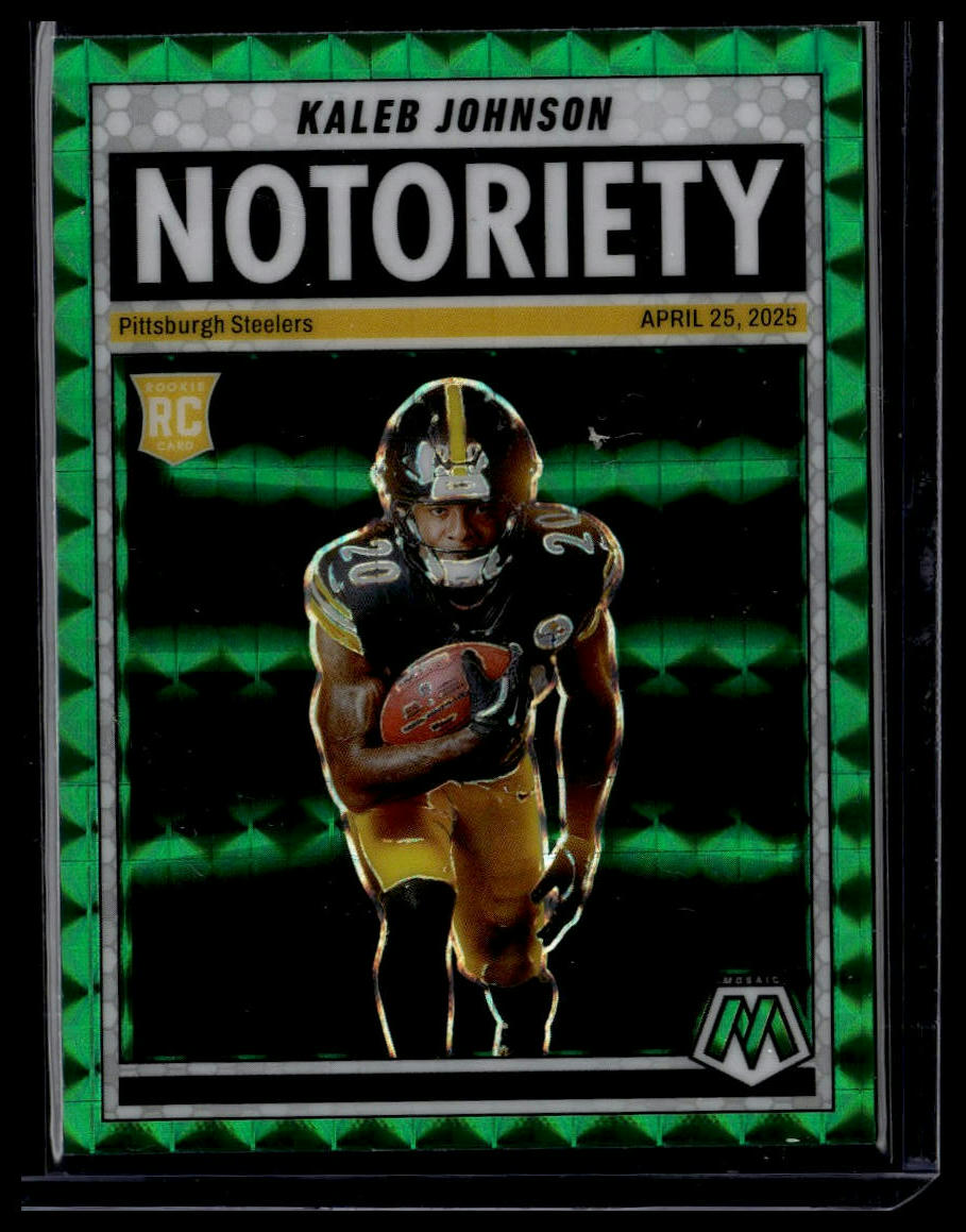 2025 Panini Mosaic #22 Kaleb Johnson Notoriety Mosaic Green