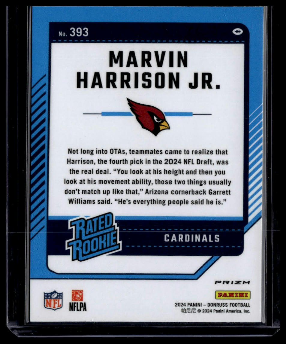 2024 Donruss #393 Marvin Harrison Jr. Optic Rated Rookies Preview Pink