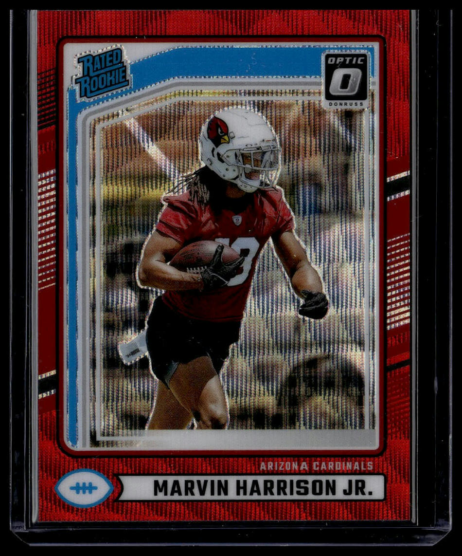 2024 Donruss #393 Marvin Harrison Jr. Optic Rated Rookies Preview Red Wave