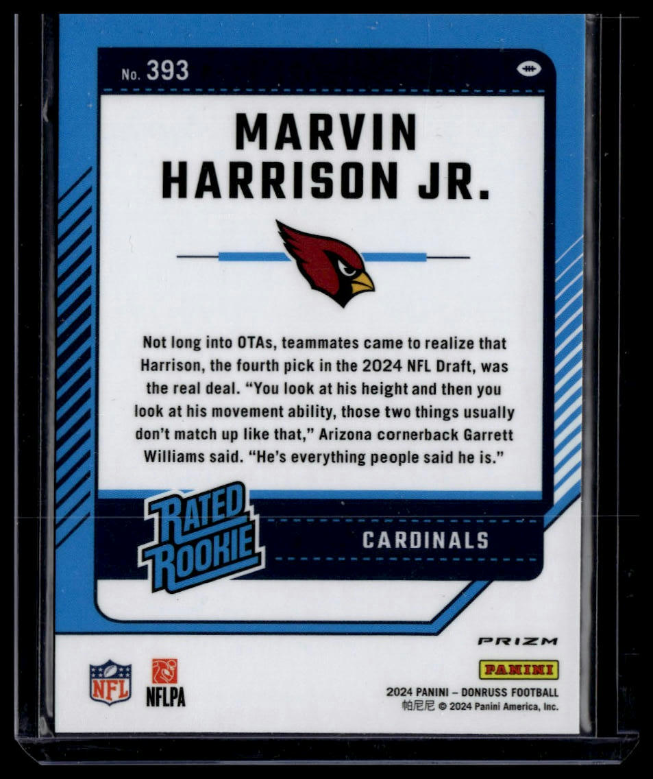 2024 Donruss #393 Marvin Harrison Jr. Optic Rated Rookies Preview Red and Green