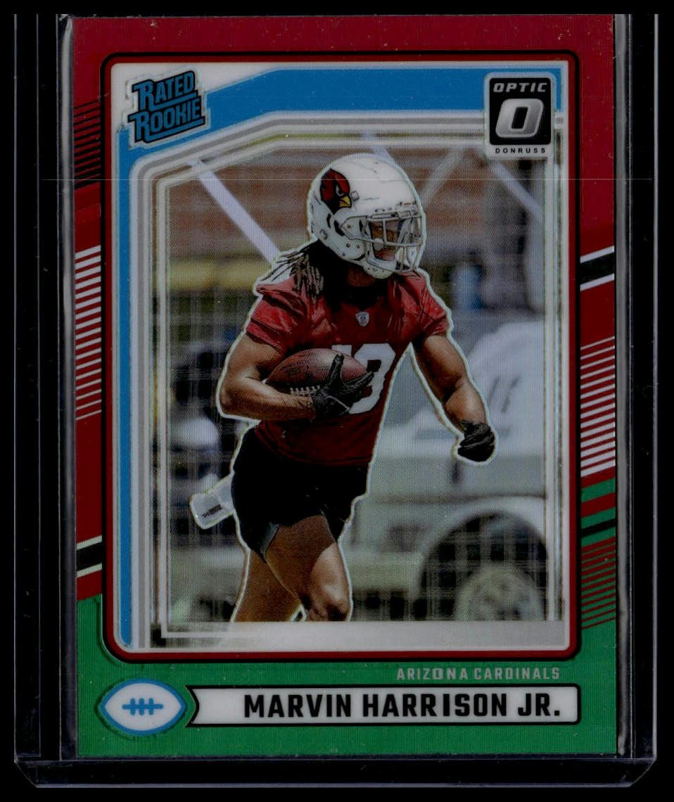 2024 Donruss #393 Marvin Harrison Jr. Optic Rated Rookies Preview Red and Green