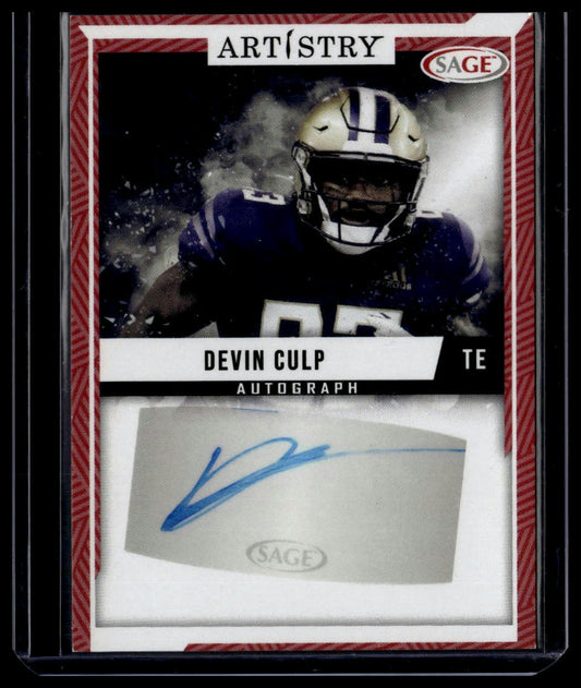 2024 SAGE Artistry #ART-DC2 Devin Culp Autographs Red