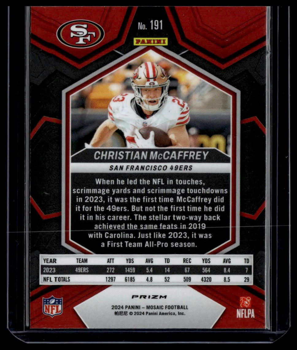 2024 Panini Mosaic #191 Christian McCaffrey Mosaic Green