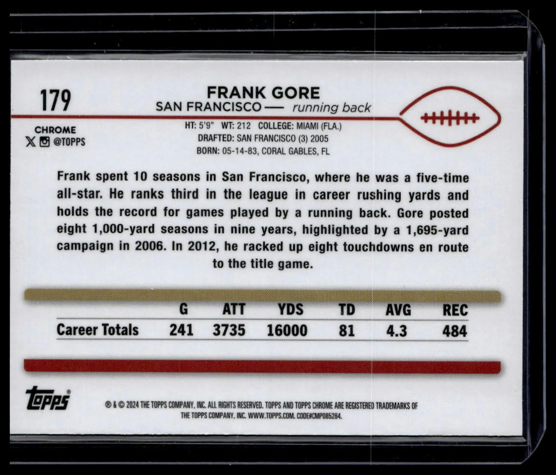 2024 Topps Chrome #179 Frank Gore Prism Refractor