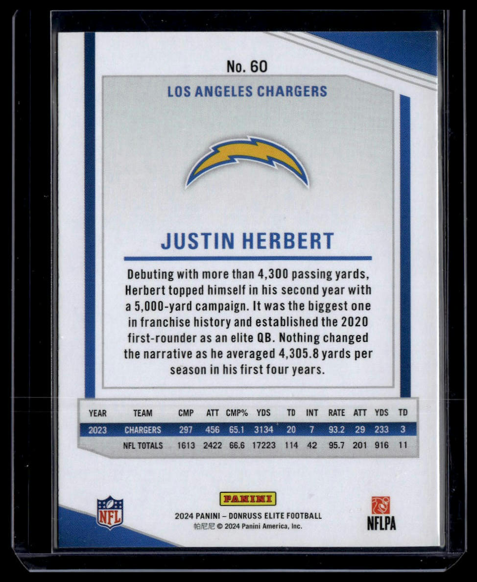 2024 Donruss Elite #60 Justin Herbert Green Disco