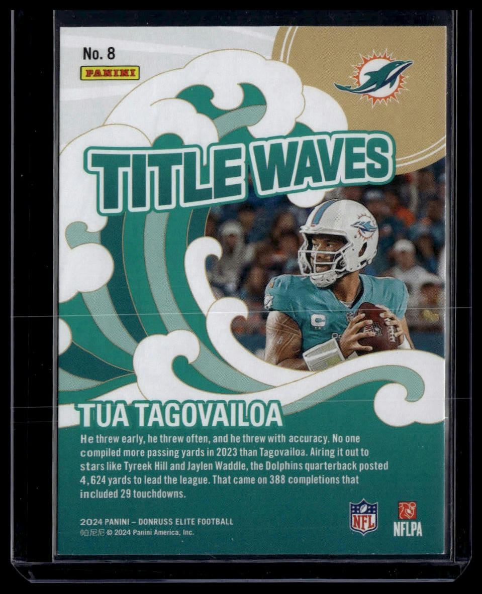 2024 Donruss Elite #8 Tua Tagovailoa Title Waves Pink