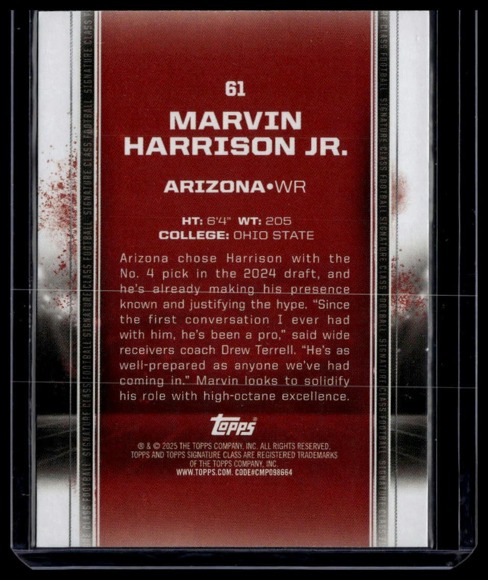 2024 Topps Signature Class #61 Marvin Harrison Jr. Red & Yellow