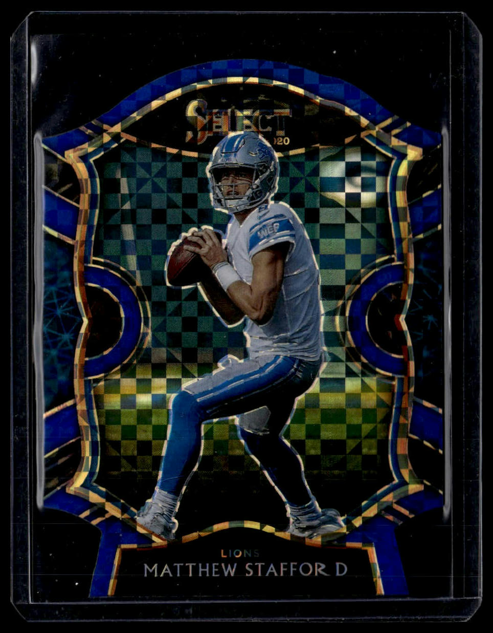 2020 Panini Select #11 Matthew Stafford Blue Prizm Die Cut