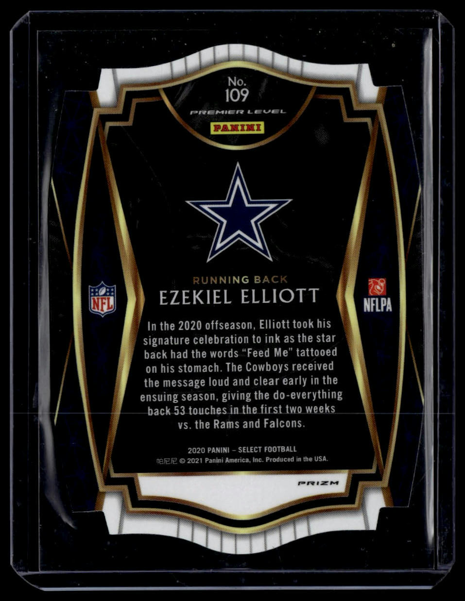 2020 Panini Select #109 Ezekiel Elliott Purple Prizm Die Cut