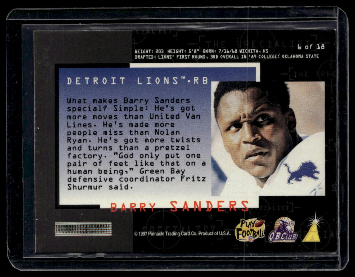 1997 Score Hobby Reserve #6 Barry Sanders The Specialist