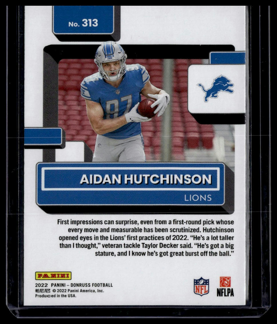 2022 Donruss #313 Aidan Hutchinson Blue Press Proof