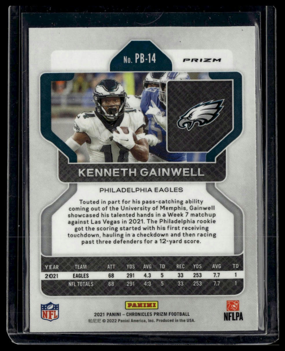 2021 Panini Chronicles #PB-14 Kenneth Gainwell Prizm Black Silver