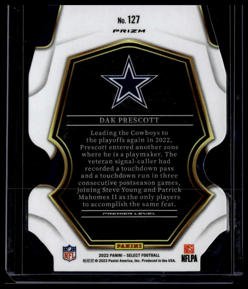 2022 Panini Select #127 Dak Prescott Black and Red Prizm Die Cut