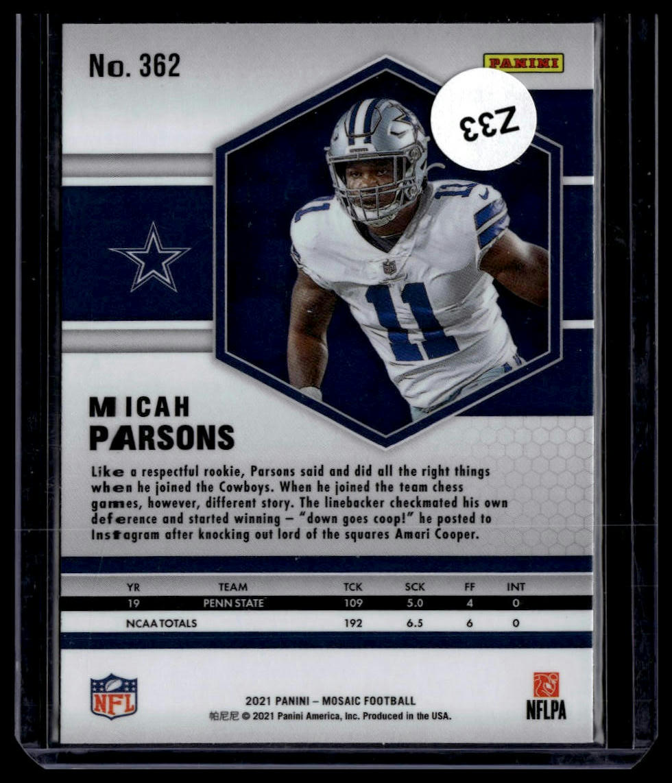 2021 Panini Mosaic #362 Micah Parsons