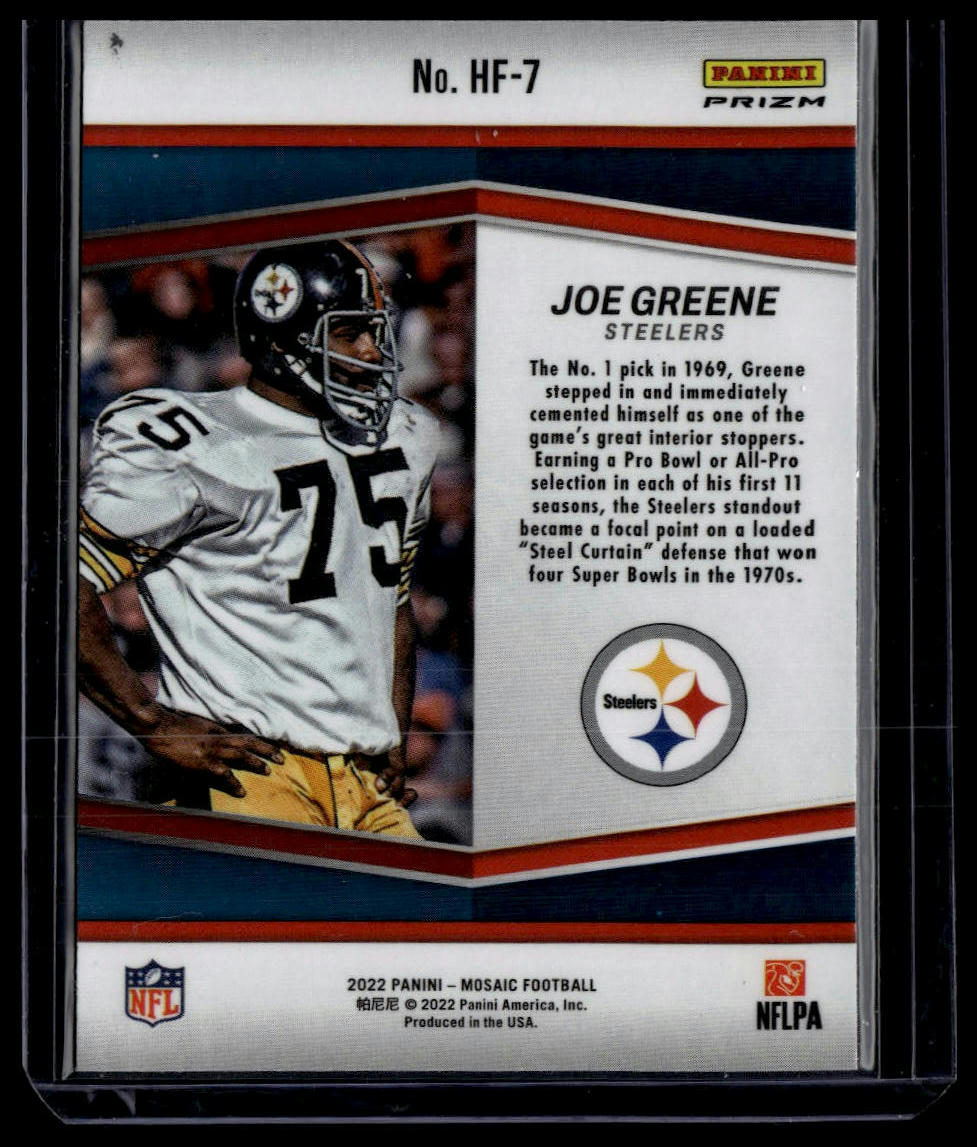 2022 Panini Mosaic #HF-7 Joe Greene HoloFame Mosaic Green