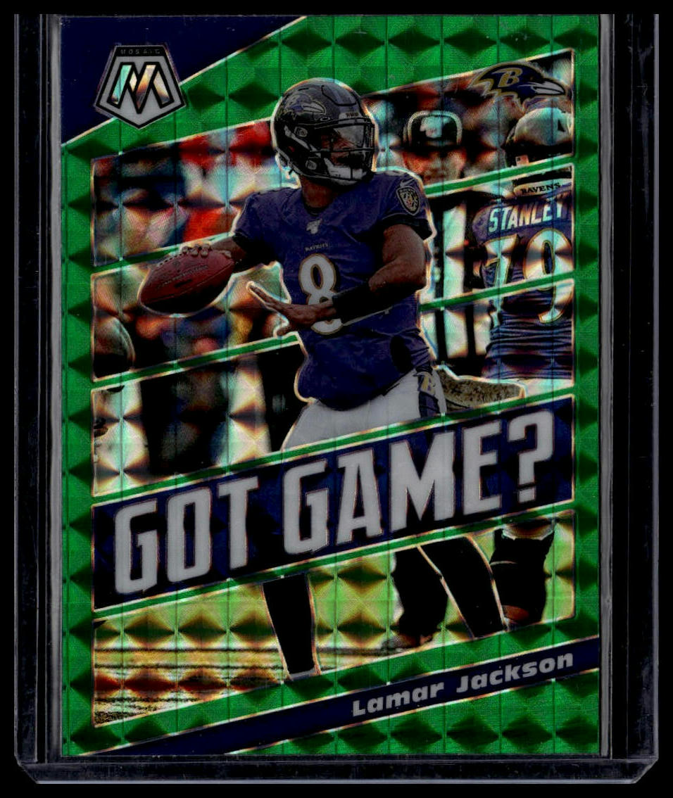 2020 Panini Mosaic #GG24 Lamar Jackson Got Game? Prizm Green