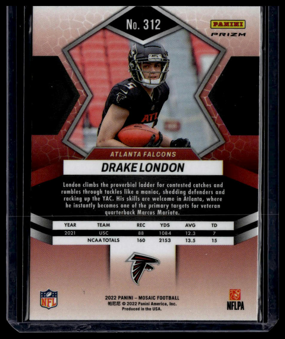 2022 Panini Mosaic #312 Drake London Mosaic Reactive Orange