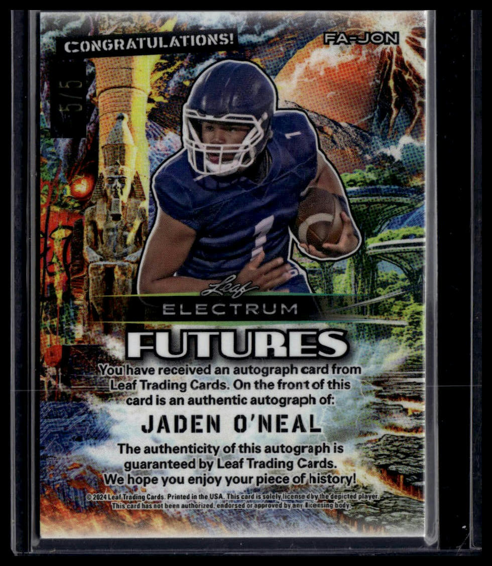 2024 Leaf Electrum #FA-JON Jaden O’Neal Futures Auto Green /5