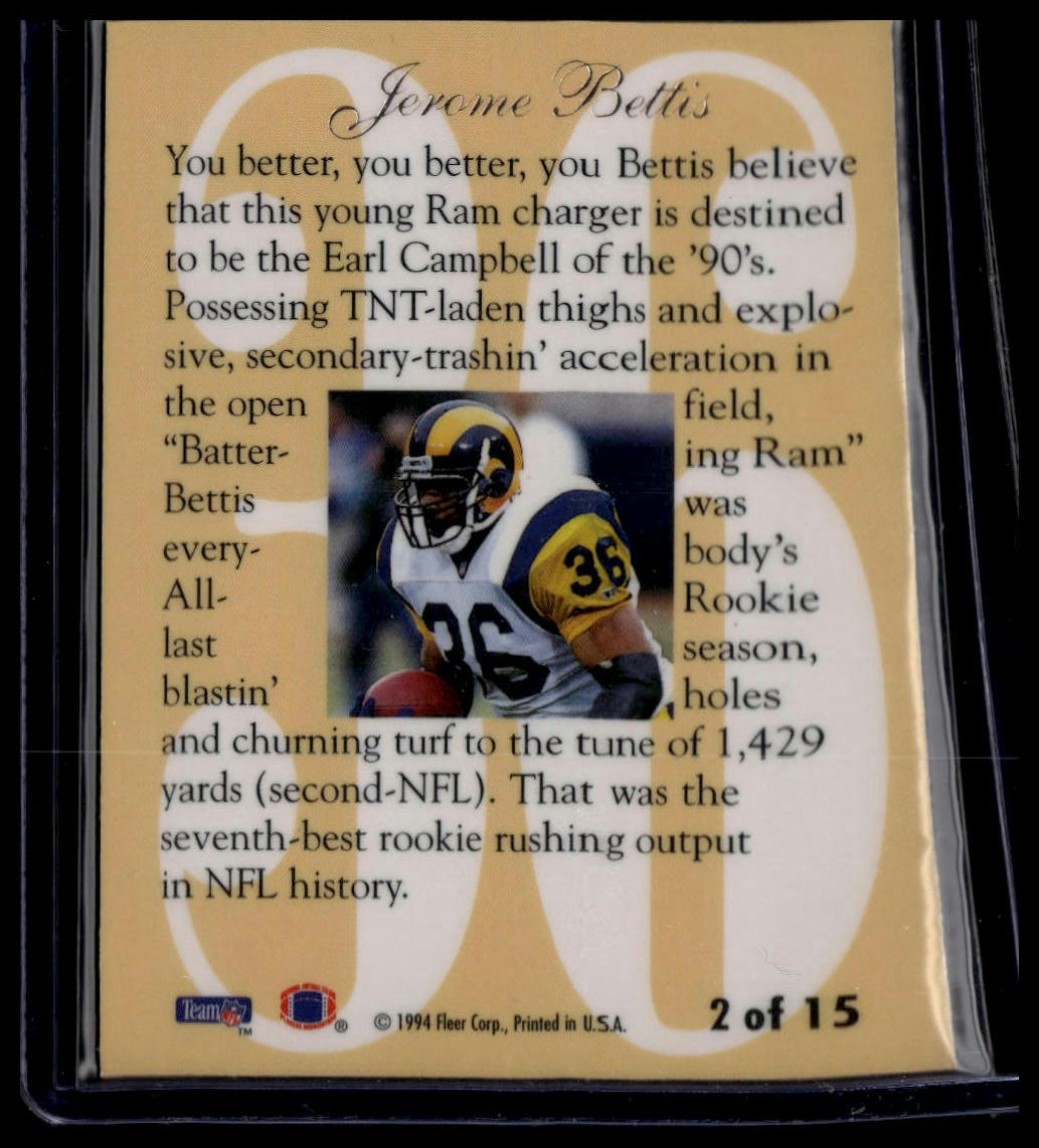 1994 Ultra #2 Jerome Bettis Flair Hot Numbers