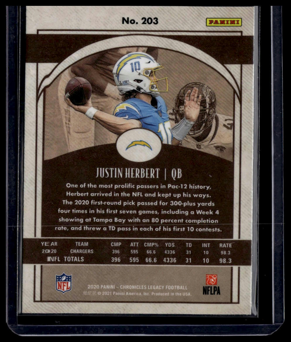 2020 Panini Chronicles #203 Justin Herbert Legacy Update Rookies