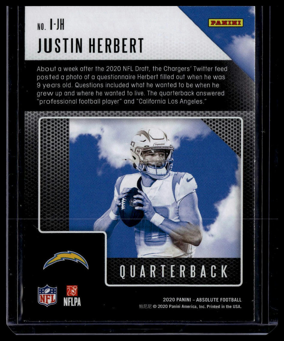 2020 Panini Absolute #I-JH Justin Herbert Introductions
