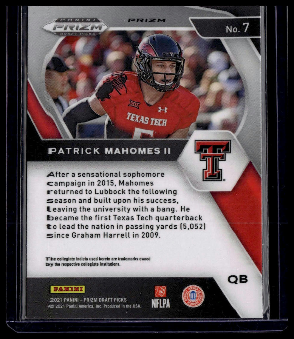 2021 Panini Prizm Draft Picks Collegiate #7 Patrick Mahomes II Purple Wave