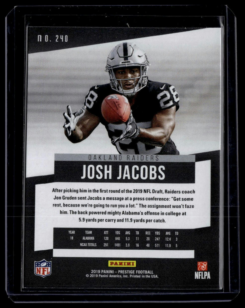 2019 Panini Prestige #240 Josh Jacobs