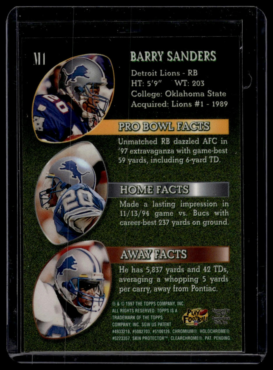 1997 Topps #M1 Barry Sanders Mystery Finest Bronze