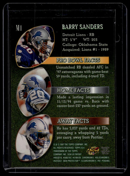 1997 Topps #M1 Barry Sanders Mystery Finest Bronze