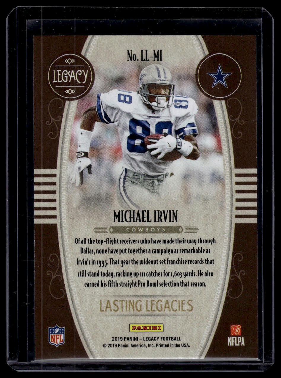 2019 Panini Legacy #LL-MI Michael Irvin Lasting Legacies Green #/100