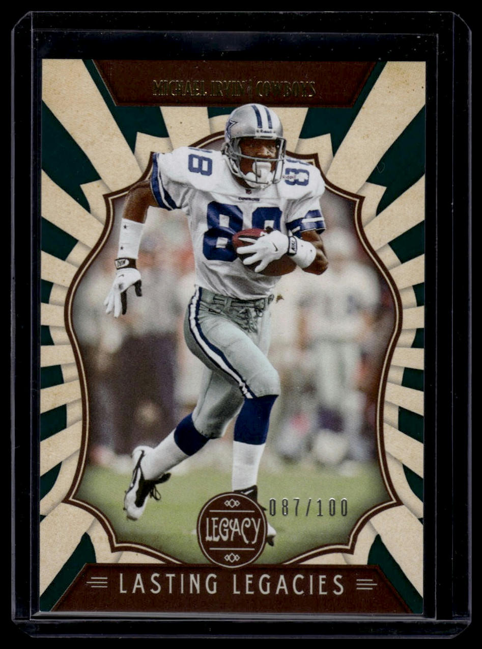2019 Panini Legacy #LL-MI Michael Irvin Lasting Legacies Green #/100