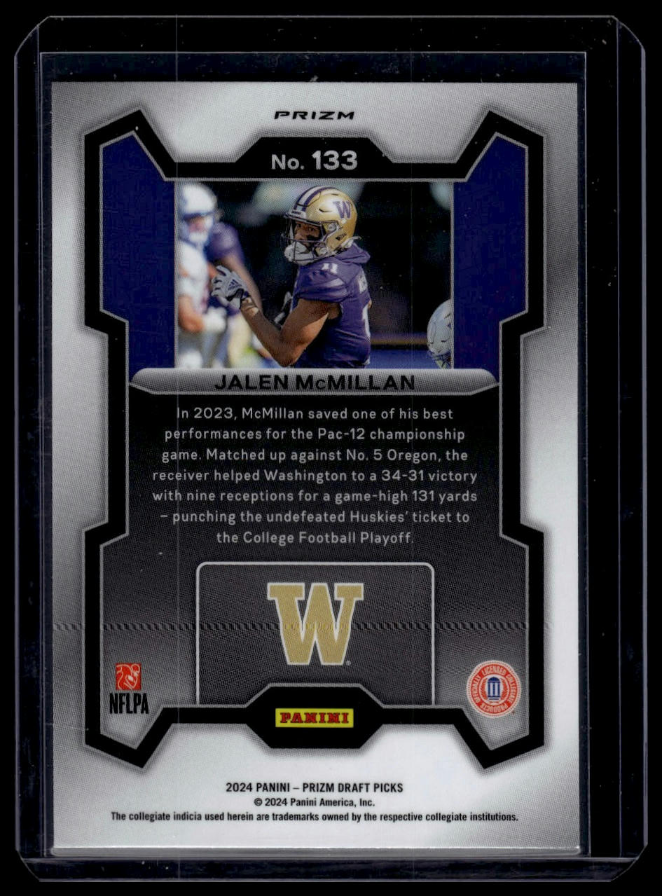 2024 Panini Prizm Draft Picks #133 Jalen McMillan Red Ice