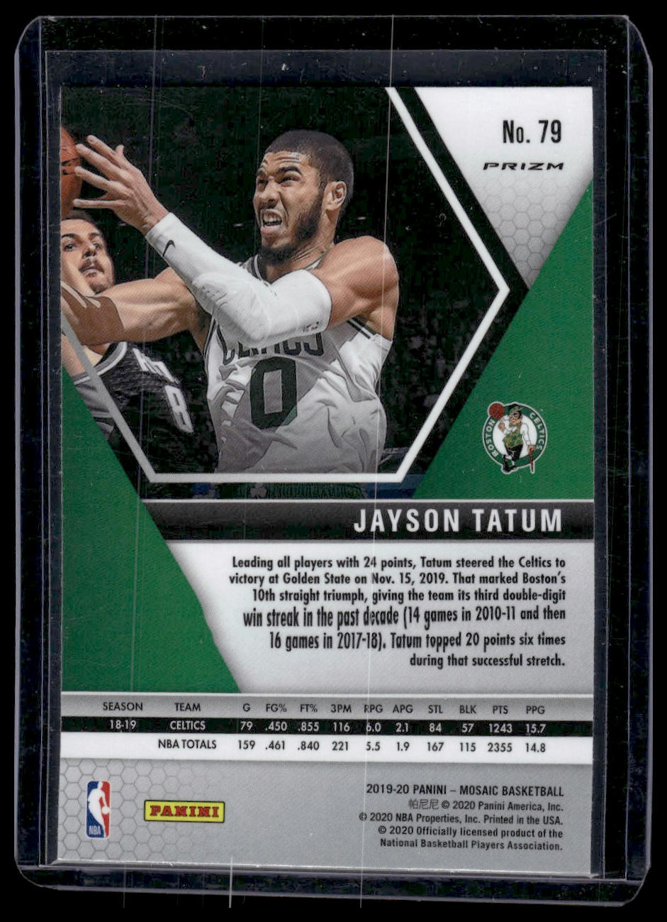 2019-20 Panini Mosaic #79 Jayson Tatum Green Prizm