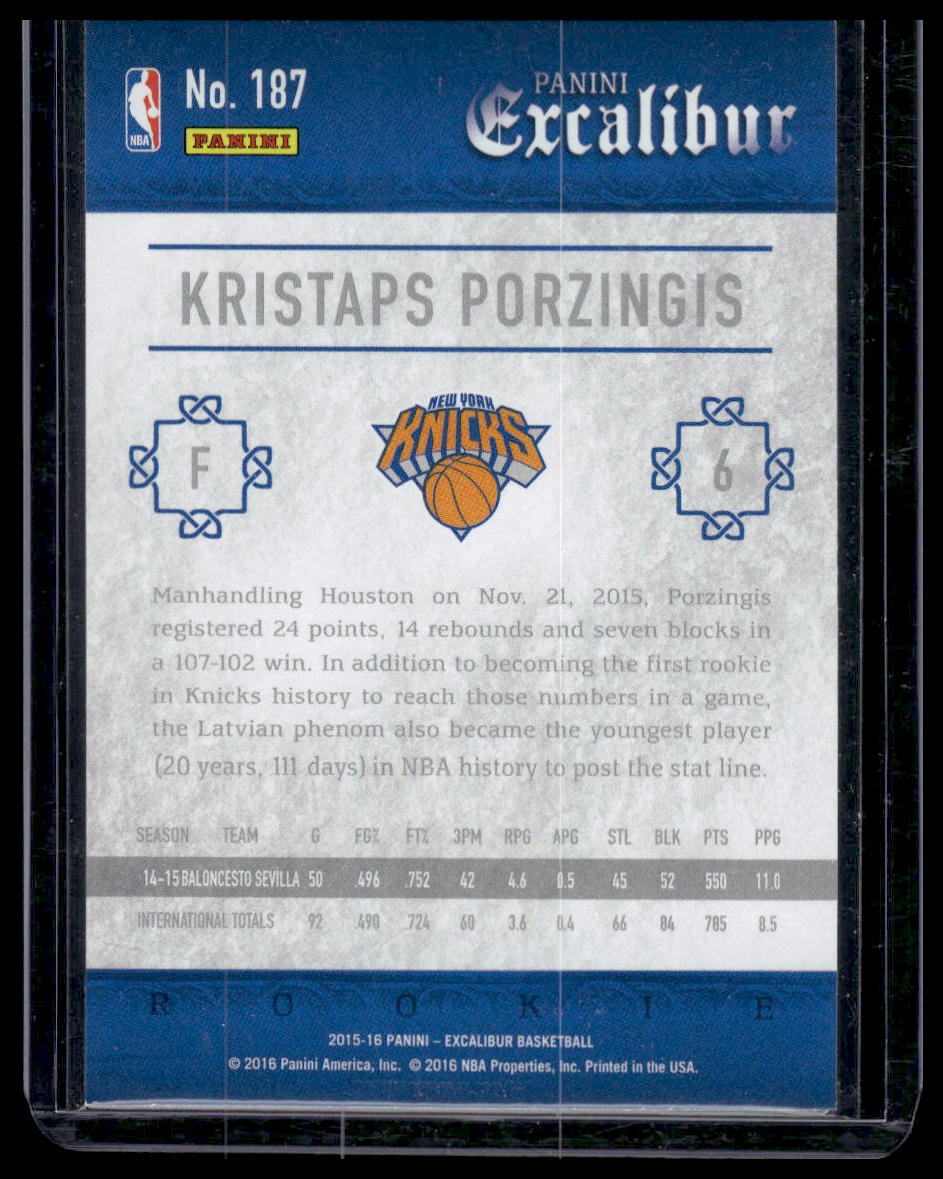 2015-16 Panini Excalibur #187 Kristaps Porzingis
