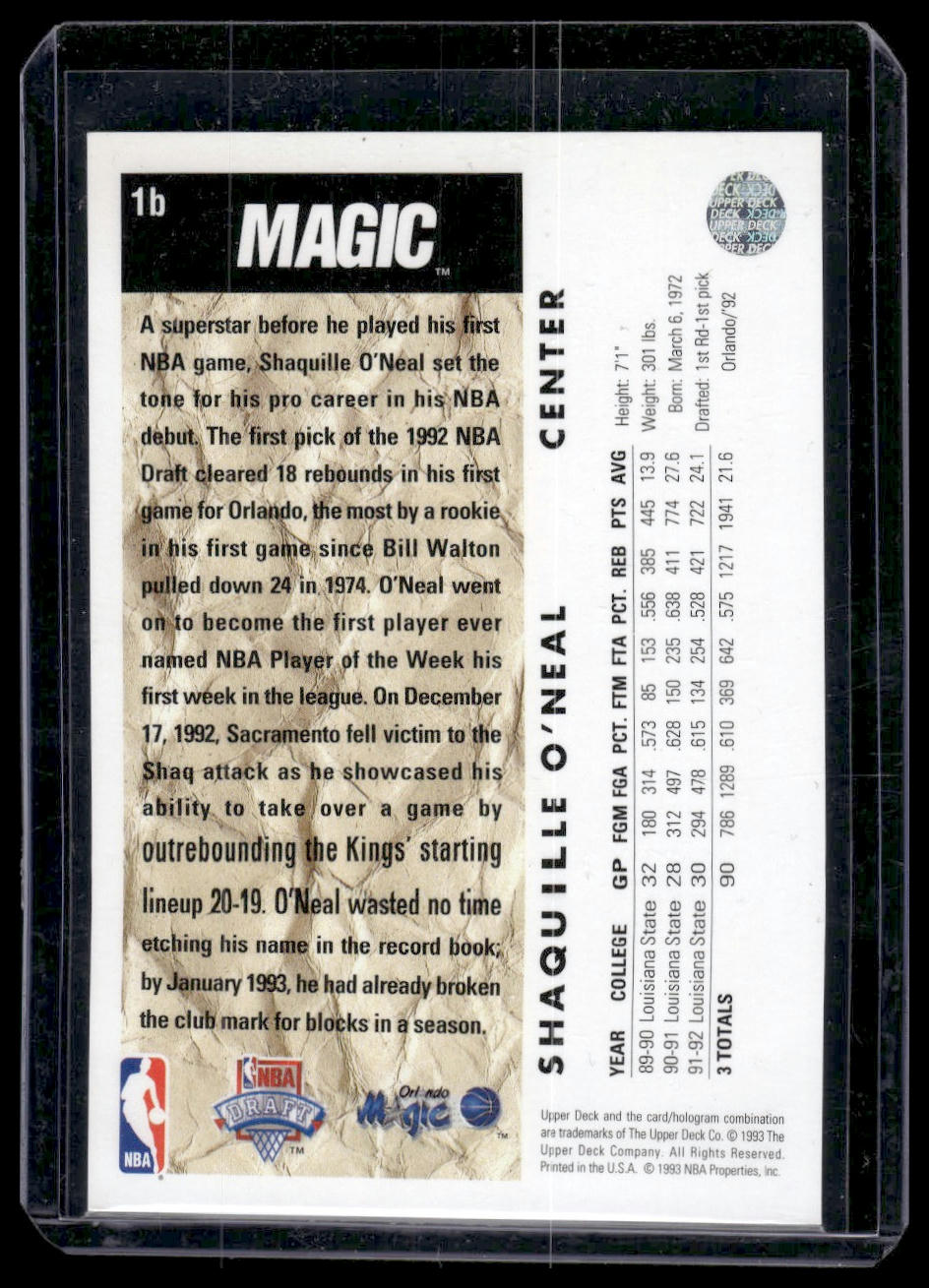 1992-93 Upper Deck #1b Shaquille O'Neal