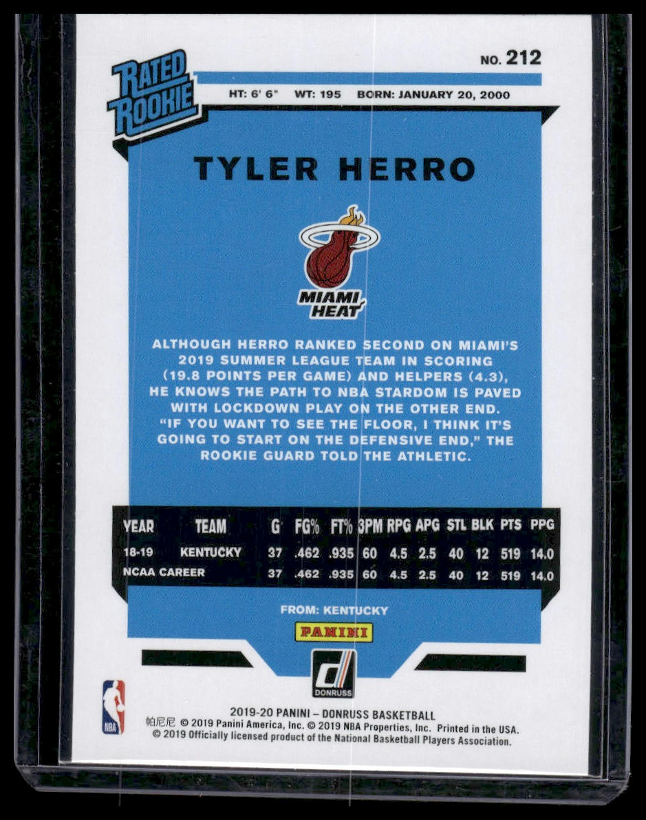 2019-20 Donruss #212 Tyler Herro