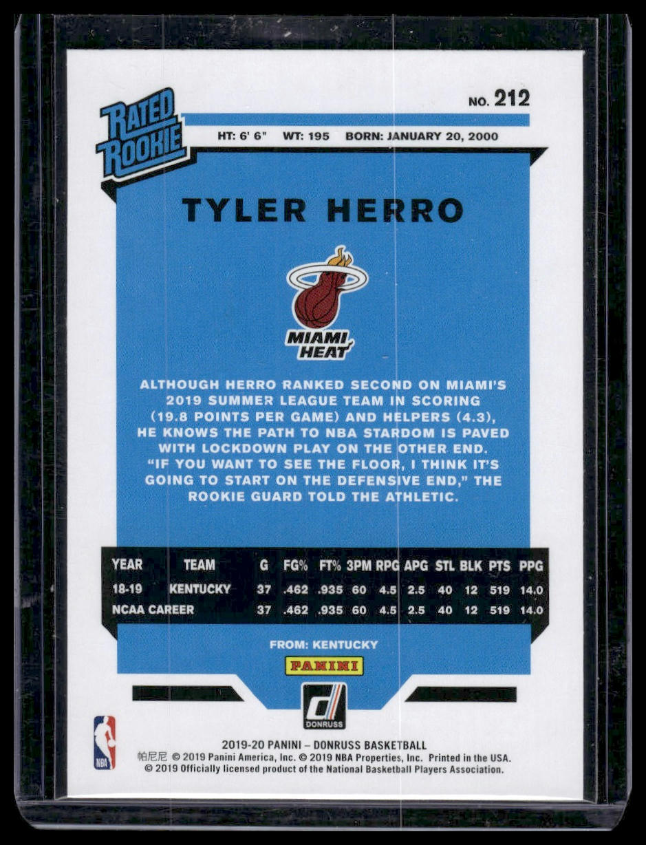2019-20 Donruss #212 Tyler Herro