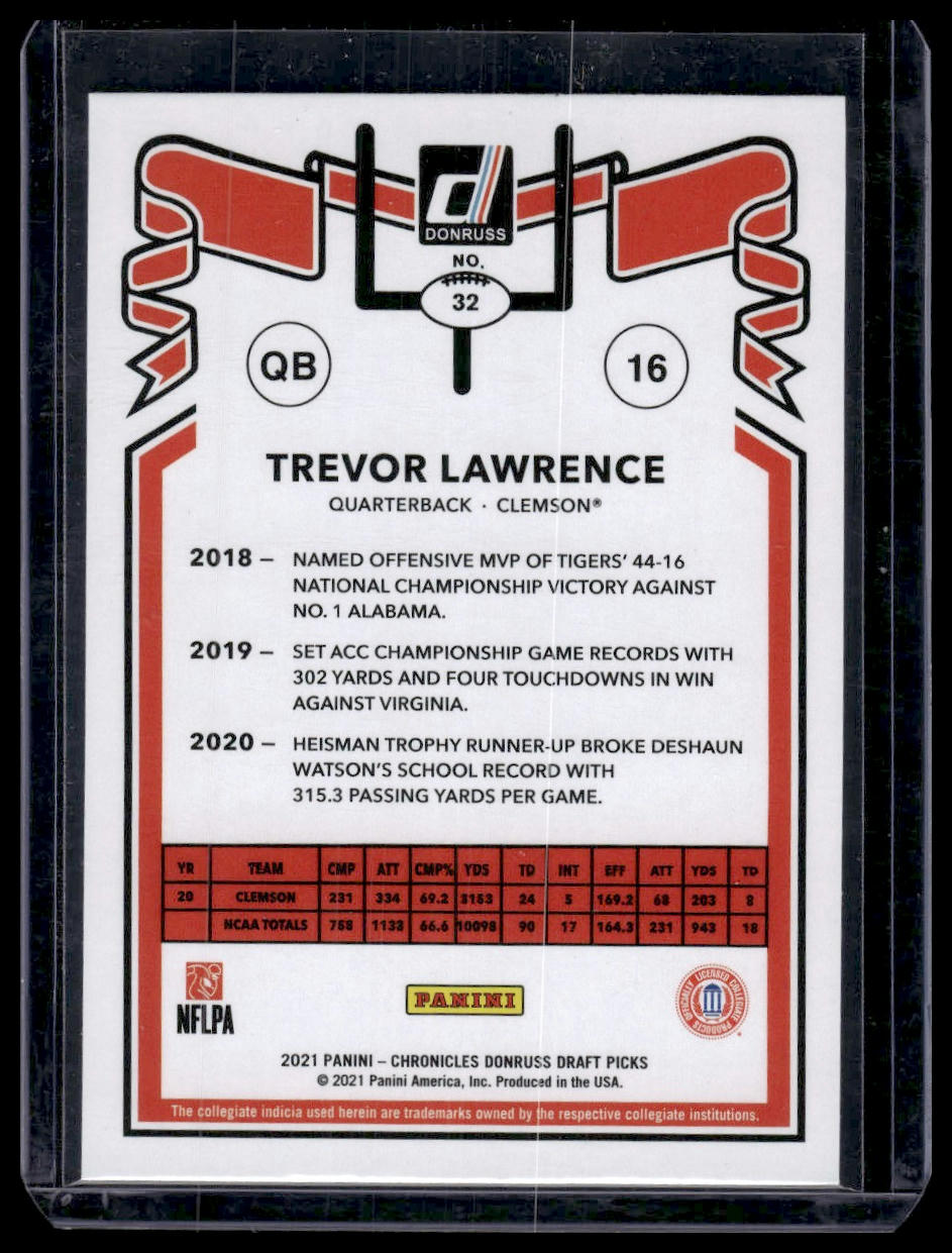 2021 Panini Chronicles Draft Picks #32 Trevor Lawrence Pink