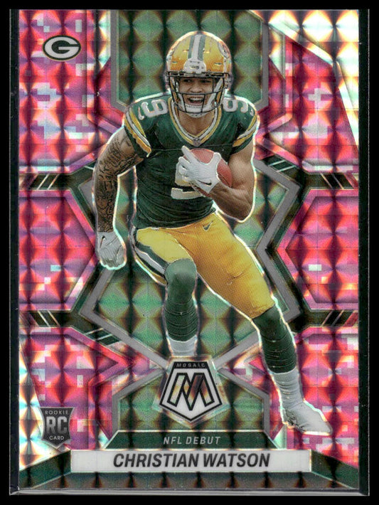 2022 Panini Mosaic #281 Christian Watson Mosaic Camo Pink